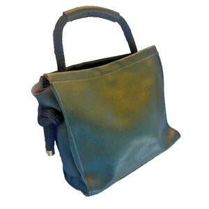 ZUCCA The YACHT ROPE BAG Rope Handle Green Leather Purse Tote Bucket Bag RARE